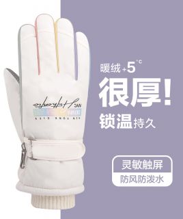 手套女冬季加绒加厚保暖防寒防水2024新款触屏摩托车骑行滑雪手套